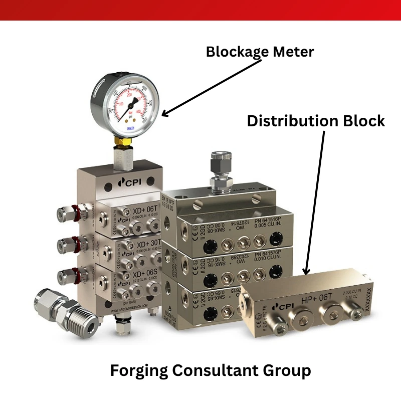 The lubrication points should be checked — these are the areas from where lubrication is distributed throughout the machine. If the blockage meter reading moves above 1 psi or shows 2, 3, or 4 bars, it indicates that the machine is receiving very little lubrication.